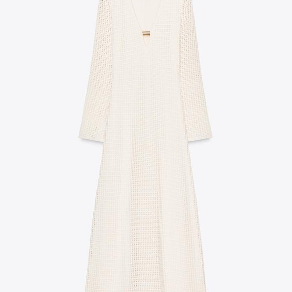 NWT ZARA CROCHET MIDI DRESS XS - Picture 3 of 8